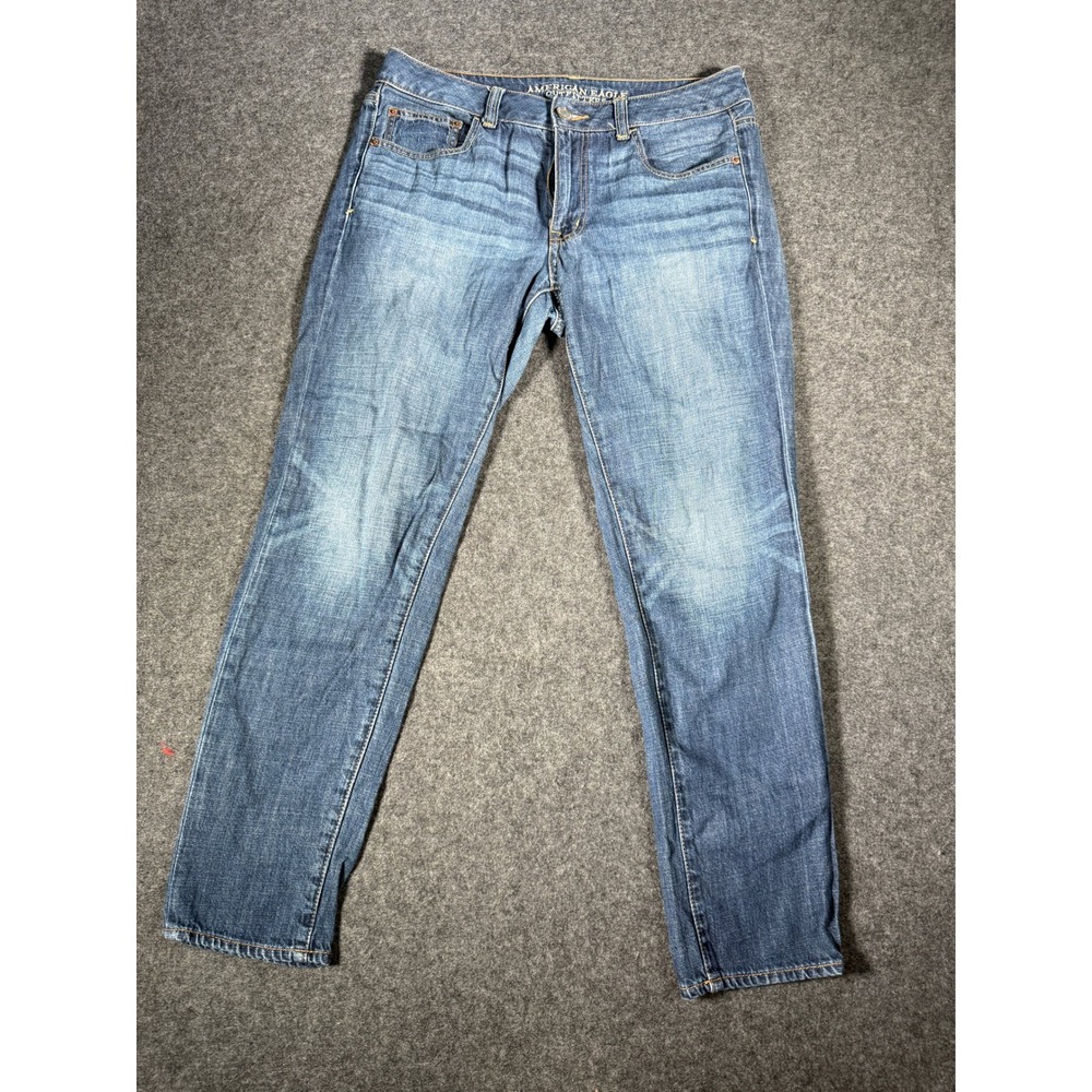 American Eagle‎ Outfitters Boy Jean Womens 8 Medium Wash Blue Straight Leg Denim